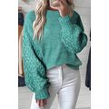 Sea Green Cable Knit Sleeve Drop Shoulder Sweater