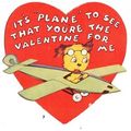 VINTAGE ' VALENTINE CARD ' Dog in Airplane card...