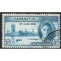 Jamaica 1946 Victory 3d Blue Perf 13.5 SG142a FU