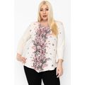 Print Top Featuring A Round Neckline And 3/4 Be...