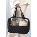 Black Stylish Checkered PVC Clear Cosmetic Bag