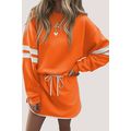 Orange Varsity Stripe Detail Drop Shoulder Pull...