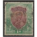 India 1913 SG185 1 Rupee Red-Brown & Deep Blue-...