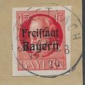 GER (BAVARIA) 1919 15pf KING LUDWIG III' (FREIS...