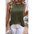 Jungle Green Solid Color Distressed Holes Crew ...