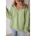 Smoke Green Fleece Lined Half Zipper Kangaroo P...