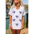 White Sequin Patriotic Heart Graphic Crewneck T...