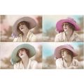4 CARTES POSTALES - MODE - FEMME A CHAPEAU - REF 6
