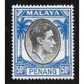 PENANG MALAYA 1949 KG6 50c SG19 19 SG BLACK BLU...
