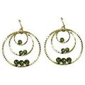 Triple Hoops Crystal Dangle Earrings/ Gold Tone...