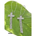 Rhinestone Cross Earrings - Clear - ER-AEA60S