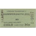 London Transport Edmondson Ticket - Hammersmith...