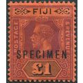 Fiji 1914 £1 purple & black on red Die I SPECIM...