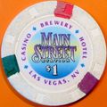 Main Street. $1 Casino Chip. Las Vegas, NV. T87.