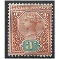 Ceylon 1893 SG245 3c Terracotta & Blue-Green Mo...