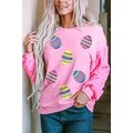 Pink Easter Egg Patched Sequin Sleeve Patchwork...