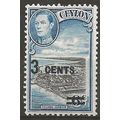 Ceylon 1941 SG398 3c on 6c Black & Blue Mounted...