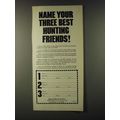 1980 NRA National Rifle Association Ad - Name your three best hunting friends!