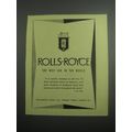 1948 Rolls-Royce Cars Ad - Rolls-Royce the best car in the world