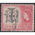 Jamaica 1956 - 58 QE2 5/-d Carmine Red & Black ...