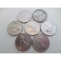 France - 7 differently dated - 1 (one) franc co...