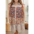 Beige Plus Size Floral Patchwork Button Front C...
