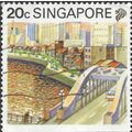 SINGAPORE, Singapore River Bridge, brown 1990, ...