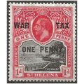 St Helena 1916 SG87 1d + 1d Black & Scarlet WAR...