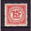 AUSTRIA 1920 SG D 386 15H RED POSTAGE DUE M / M...