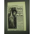 1908 Hall's Vegetable Sicilian Hair Renewer Ad