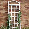 6 Ft White Vinyl Garden Trellis with Arch Top w...