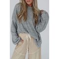 Medium Grey Side Split Drop Shoulder Oversized Top