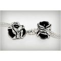 2 Black Faux Pearl Spacer Screw Stopper Beads F...