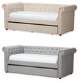 Chesterfield Twin Trundle Beige or Gray Fabric ...