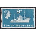 South Georgia QEII 1963-69 9d Blue Ship SG9 Min...