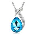 Silver Aquamarine Crystal Turquoise Blue CZ Pen...