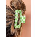 Light Green Checkered Print Hollow Out Hair Clip