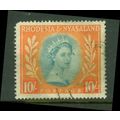RHODESIA and NYASALAND - 1954-56 10s dull blue-...