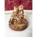 Vintage Courting Couple Pigs Heavy Resin Ashtra...