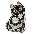 Cat With Flowers Iron on Patch Embroidered Smal...
