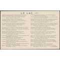 Alphonse de Lamartine - Le Lac, c.1910s - L Bla...
