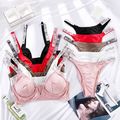 Sexy Push Up Deep V Letter Rhinestones Bra Set ...