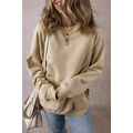 Parchment Solid Fleece Lined Crew Neck Casual S...