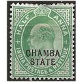 Chamba (ICS) 1907 SG41 1/2a Green Mounted Mint ...