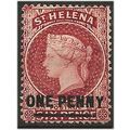 St Helena 1887 SG37 1d Red Wmk, Crown CA Perf 1...