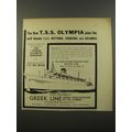 1954 Greek Line Cruise Ad - The new T.S.S. Olympia