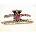 Art deco silver metal hair claw clip with crystals