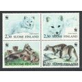 Finland WWF Arctic Fox 4v Block of 4 1993 MNH S...