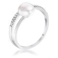 15Ct Rhodium Plated Freshwater Pearl Ring With ...
