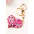 Bright Pink Rhinestone Inlay Heart Shaped Keychain